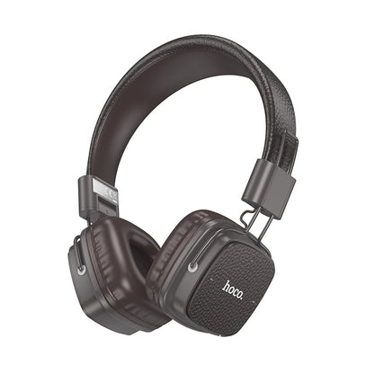HOCO Retro PU Leather Wireless Bluetooth 5.4 écouteurs de musique de mode stéréo HiFi sur oreiller