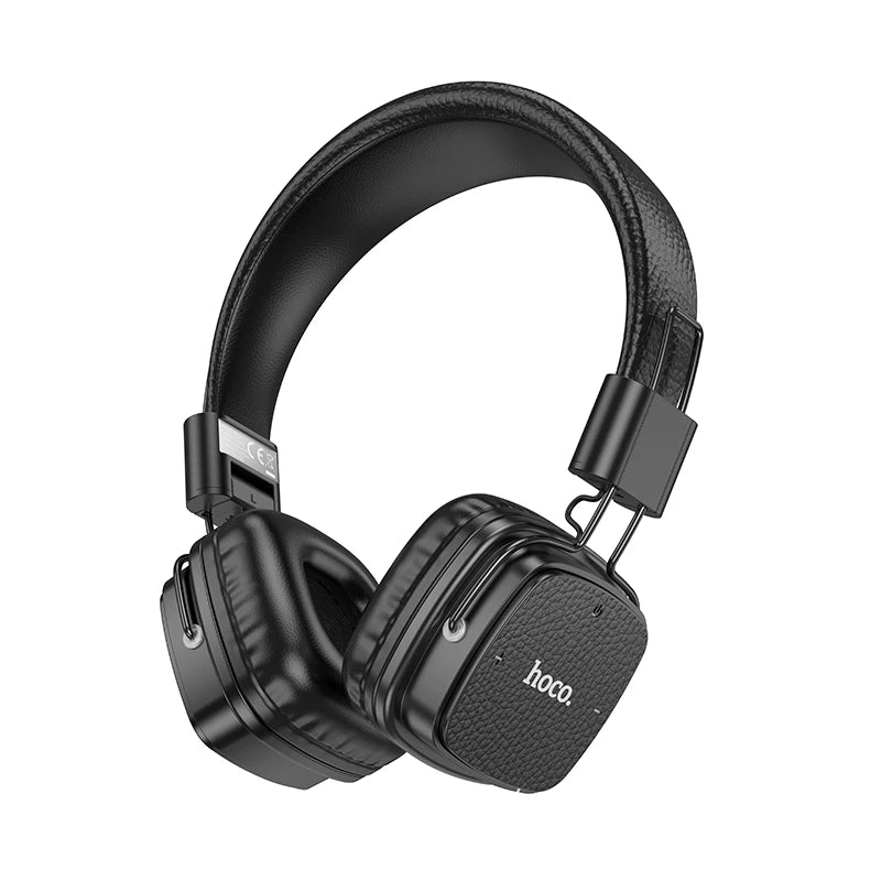 HOCO Retro PU Leather Wireless Bluetooth 5.4 écouteurs de musique de mode stéréo HiFi sur oreiller
